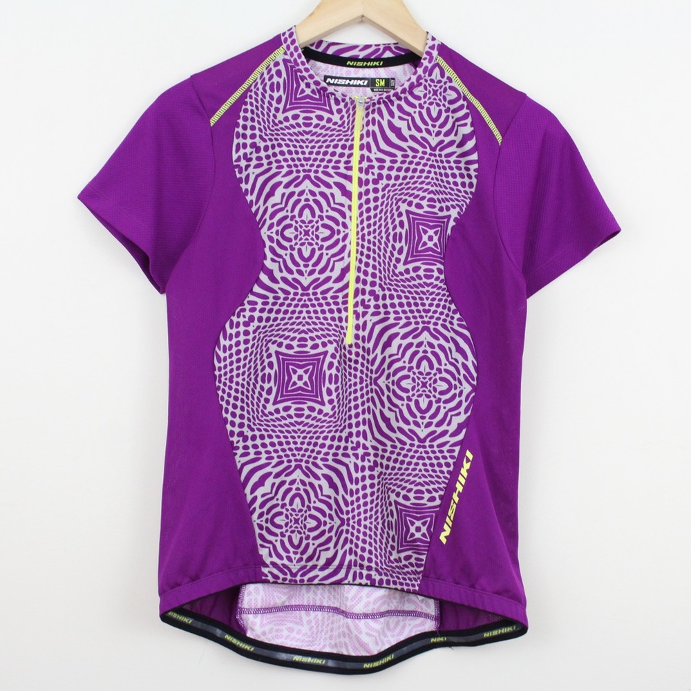 Nishiki Geometric Cycling Jersey Mesh Side HalfZip